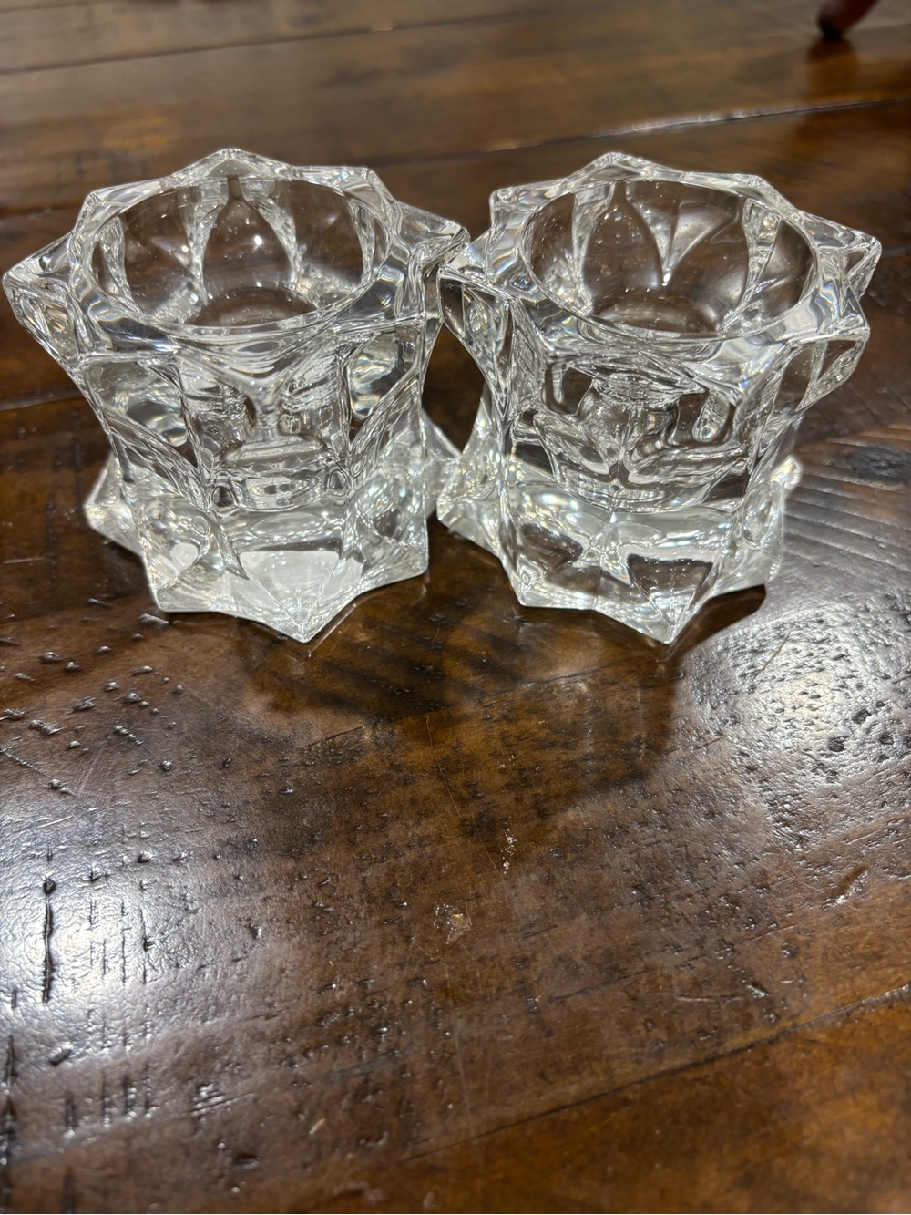 Mikasa Crystal Clear Glass Star Votive Candle Holders - Set of 2